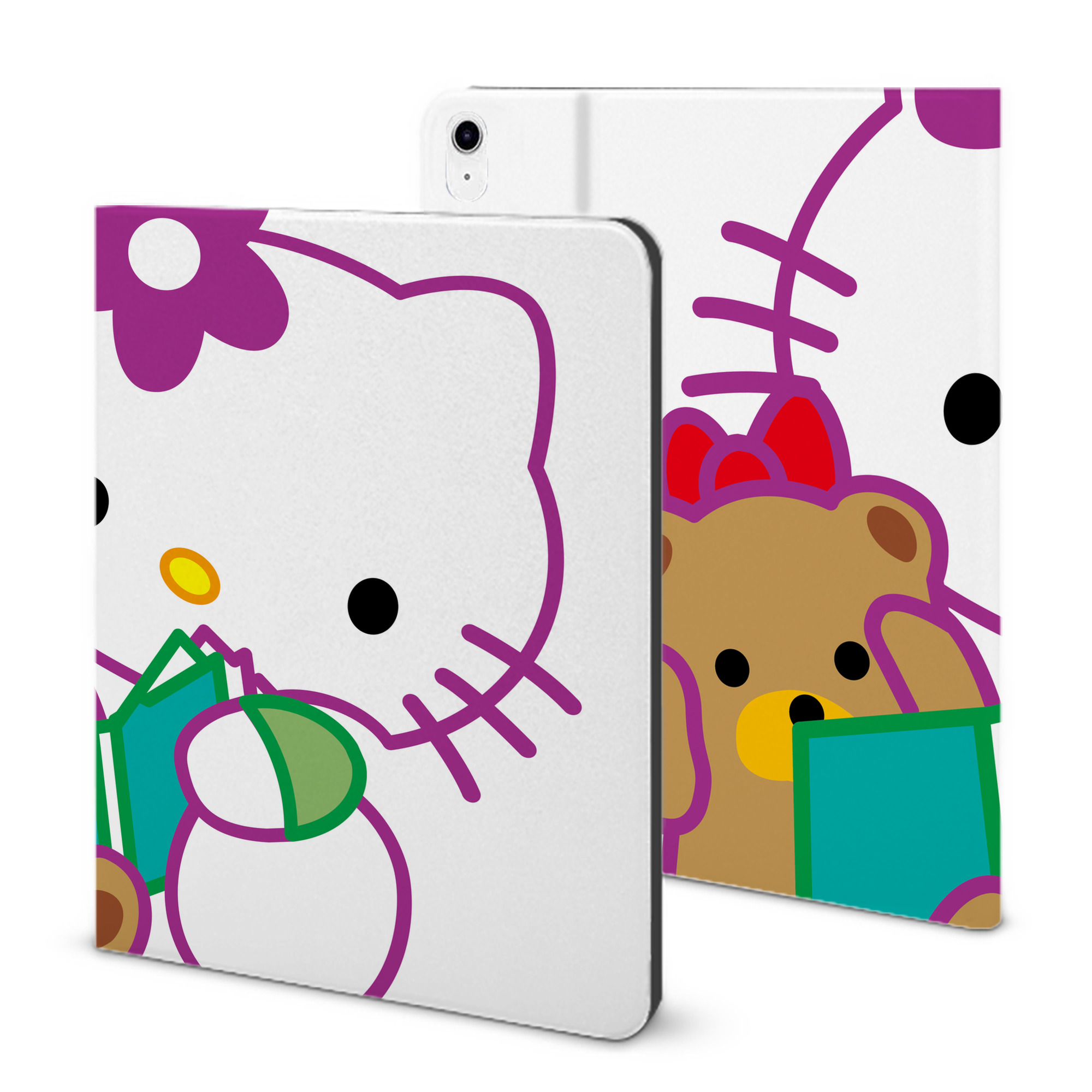 （画像用） Hello Kitty ハローキティ IPad ケース ブック型 PUレザー TPU 耐衝撃 軽量 薄型 ペン収納なし 全面保護 IPad 各モデル対応